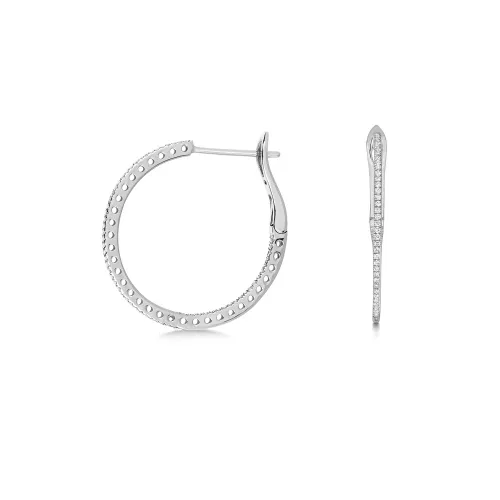 18ct White Gold Hoop Earrings For Women 24MM 0.25ct